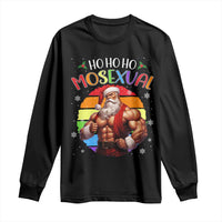 Funny Christmas LGBT Long Sleeve Shirt Ho Ho Ho Mosexual Rainbow Santa