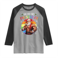 Funny Christmas LGBT Raglan Shirt Ho Ho Ho Mosexual Rainbow Santa - Wonder Print Shop