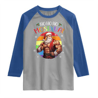Funny Christmas LGBT Raglan Shirt Ho Ho Ho Mosexual Rainbow Santa - Wonder Print Shop