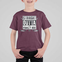 Funny Ice Hockey T Shirt For Kid Straight Outta The Penalty Box Vintage Ice Hockey Sticks - Wonder Print Shop