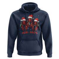 Funny Christmas Cajun Louisiana Hoodie Roux-Dolph Crawfish Reindeers Santa Hat