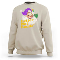 Funny Christmas Retro Cajun Louisiana Santa Sweatshirt Better Not Boude' New Orleans Saint Symbol - Wonder Print Shop