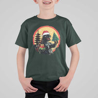 Funny Christmas Santa Godzilla Japanese Monster T Shirt For Kid - Wonder Print Shop