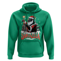 Funny Christmas Santa Godzilla Hoodie Santazilla Tower Xmas Tree