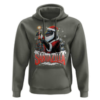 Funny Christmas Santa Godzilla Hoodie Santazilla Tower Xmas Tree