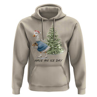 Funny Christmas Ice Skating Hoodie Have An Ice Day Goose Xmas Tree
