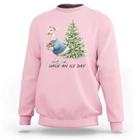 Funny Christmas Ice Skating Sweatshirt Have An Ice Day Goose Xmas Tree - Wonder Print Shop
