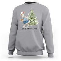 Funny Christmas Ice Skating Sweatshirt Have An Ice Day Goose Xmas Tree - Wonder Print Shop
