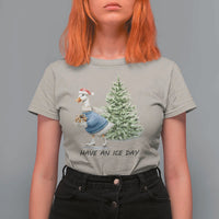 Funny Christmas Ice Skating T Shirt For Women Have An Ice Day Goose Xmas Tree - Wonder Print Shop