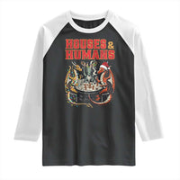 Funny Rpg Christmas Game Raglan Shirt Houses And Humans Tabletop Game Xmas Dragon - Wonder Print Shop
