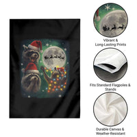 Funny Three Raccoons With The Moon Christmas Garden Flag Santa Sleigh - Wonder Print Shop