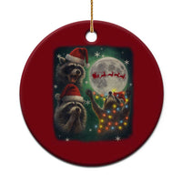 Funny Three Raccoons With The Moon Christmas Ceramic Ornament Santa Sleigh - Wonder Print Shop