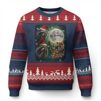 Funny Three Raccoons With The Moon Xmas Ugly Christmas Sweater Santa Sleigh - Wonder Print Shop