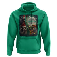 Funny Three Raccoons With The Moon Christmas Hoodie Santa Sleigh - Wonder Print Shop