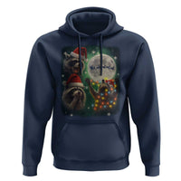 Funny Three Raccoons With The Moon Christmas Hoodie Santa Sleigh - Wonder Print Shop