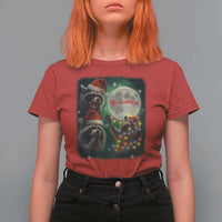 Funny Three Raccoons With The Moon Christmas T Shirt For Women Santa Sleigh - Wonder Print Shop