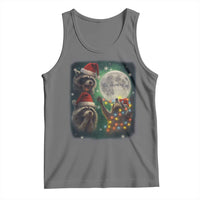 Funny Three Raccoons With The Moon Christmas Tank Top Santa Sleigh - Wonder Print Shop