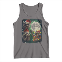 Funny Three Raccoons With The Moon Christmas Tank Top Santa Sleigh - Wonder Print Shop