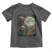 Funny Three Raccoons With The Moon Christmas Toddler T Shirt Santa Sleigh - Wonder Print Shop