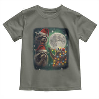 Funny Three Raccoons With The Moon Christmas Toddler T Shirt Santa Sleigh - Wonder Print Shop