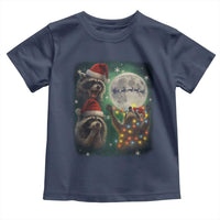 Funny Three Raccoons With The Moon Christmas Toddler T Shirt Santa Sleigh - Wonder Print Shop