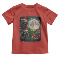 Funny Three Raccoons With The Moon Christmas Toddler T Shirt Santa Sleigh - Wonder Print Shop
