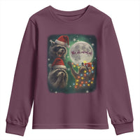 Funny Three Raccoons With The Moon Christmas Youth Sweatshirt Santa Sleigh - Wonder Print Shop