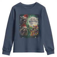 Funny Three Raccoons With The Moon Christmas Youth Sweatshirt Santa Sleigh - Wonder Print Shop