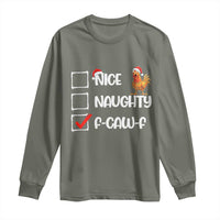 Funny F Caw F Chicken Christmas Long Sleeve Shirt Nice Naughty Cartoon Rooster Poultry Animal - Wonder Print Shop
