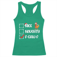 Funny F Caw F Chicken Christmas Racerback Tank Top Nice Naughty Cartoon Rooster Poultry Animal - Wonder Print Shop
