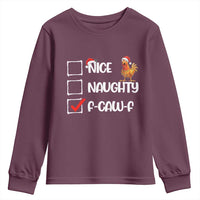 Funny F Caw F Chicken Christmas Youth Sweatshirt Nice Naughty Cartoon Rooster Poultry Animal - Wonder Print Shop