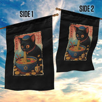 Cat Ramen Hanukkah Garden Flag Japanese Kawaii Anime Chanukah Cat - Wonder Print Shop