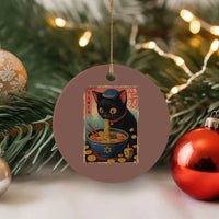 Cat Ramen Hanukkah Ceramic Ornament Japanese Kawaii Anime Chanukah Cat - Wonder Print Shop