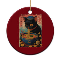 Cat Ramen Hanukkah Ceramic Ornament Japanese Kawaii Anime Chanukah Cat - Wonder Print Shop