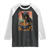 Cat Ramen Hanukkah Raglan Shirt Japanese Kawaii Anime Chanukah Cat - Wonder Print Shop