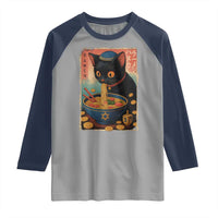 Cat Ramen Hanukkah Raglan Shirt Japanese Kawaii Anime Chanukah Cat - Wonder Print Shop