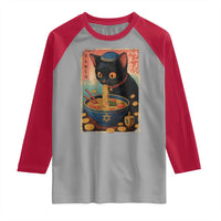 Cat Ramen Hanukkah Raglan Shirt Japanese Kawaii Anime Chanukah Cat - Wonder Print Shop