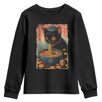 Cat Ramen Hanukkah Youth Sweatshirt Japanese Kawaii Anime Chanukah Cat - Wonder Print Shop