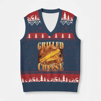 Grilled Cheese V-Neck Knit Sweater Vest Food Lover Funny Gag Weird Meme 90s - Wonder Print Shop