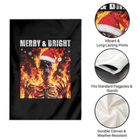 Funny Merry And Bright Garden Flag Christmas Chaos Xmas Skeleton Fire Flames - Wonder Print Shop