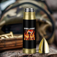 Funny Merry And Bright Bullet Tumbler Christmas Chaos Xmas Skeleton Fire Flames - Wonder Print Shop