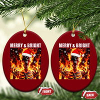 Funny Merry And Bright Ceramic Ornament Christmas Chaos Xmas Skeleton Fire Flames - Wonder Print Shop