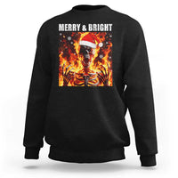 Funny Merry And Bright Sweatshirt Christmas Chaos Xmas Skeleton Fire Flames - Wonder Print Shop