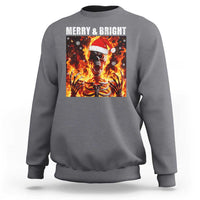 Funny Merry And Bright Sweatshirt Christmas Chaos Xmas Skeleton Fire Flames - Wonder Print Shop