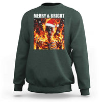 Funny Merry And Bright Sweatshirt Christmas Chaos Xmas Skeleton Fire Flames - Wonder Print Shop