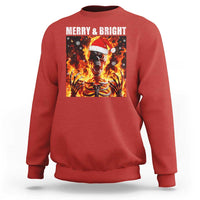 Funny Merry And Bright Sweatshirt Christmas Chaos Xmas Skeleton Fire Flames - Wonder Print Shop