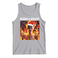 Funny Merry And Bright Tank Top Christmas Chaos Xmas Skeleton Fire Flames - Wonder Print Shop