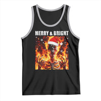 Funny Merry And Bright Tank Top Christmas Chaos Xmas Skeleton Fire Flames - Wonder Print Shop