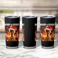 Funny Merry And Bright Tumbler Cup Christmas Chaos Xmas Skeleton Fire Flames - Wonder Print Shop