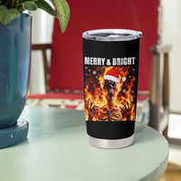 Funny Merry And Bright Tumbler Cup Christmas Chaos Xmas Skeleton Fire Flames - Wonder Print Shop